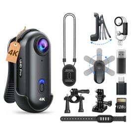 BOBLOV W4 4K Mini Body Camera, 128G Wearable Cam with Waterproof Case, Magnetic Clip, and Quick-Mount Accessories, 96 Minutes for Recording, Easy to Use for Lecture, Traveling, and Outdoors Activities