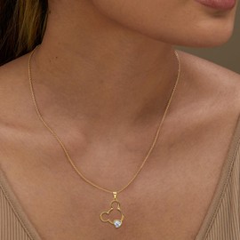 Gold Cute Necklace for Girls Teens Women - Sterling Silver Hypoallergenic Cubic Zirconia Mouse Pendant Necklace Adjustable Dainty Lovely Necklace Fashion Jewelry Adorable Gifts for Christmas Daughter