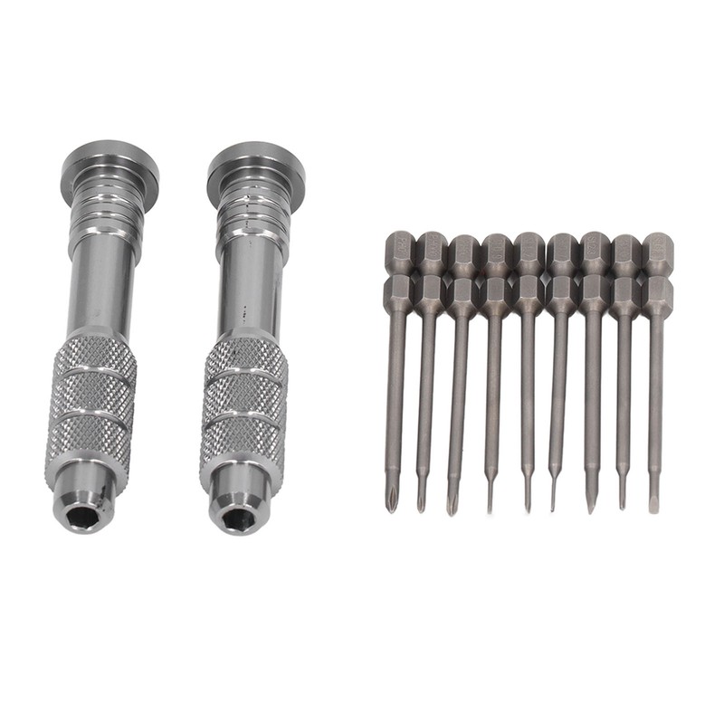 Steel Slotted Screwdriver Set with 9 Bits 2 Handles Hand