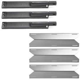 Dongftai SN263A (3-Pack) 26301 (3-Pack) 17 3/4" Stainless Steel Heat Plate and 15 13/16” Burner Replacement for Jenn Air 730-0163 720-0163 Gas Grill