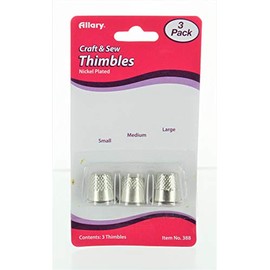 Allary Craft & Sew ASSORTED THIMBLES Pack Small, Medium & Large Sizes (1 of Each Size) (NICKEL PLATED Metal Thimbles)3