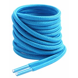 VSUDO 150 cm Round Turquoise Blue Boot Laces, 4mm Diameter Shoe Laces for Boots, Heavy Duty Outdoor Work & Hiking Shoelaces for Men or Women (1 Pair-Turquoise Blue-150cm)