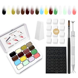 Finger Secret 16Colors Ombre Gel Nail Polish Set,Ombre Gel Nail Polish Palette,Pat Painting Polish with 100Pcs Nail Sponges for 3D Gels Art Patting in Salon or Home Use
