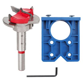 Cymax 35mm Hinge Jig Drill Bits Sets Door Hinge Hole Saw Cutter Concealed Hinge Jig with Forstner Bits Positioner for Cabinet Hinge and Mounting Plate