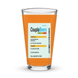 CouplaBeers Couple Of Beers Funny Prescription RX Bottle Gag 16oz Printed Pint Glass