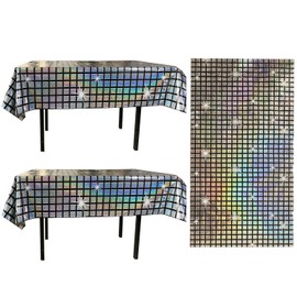 UBSIUH 2 Pieces Of Waterproof Tablecloth And 1 Piece Of Background Cloth, Disco Party Supplies, Party Decorations, Creative Personality Tablecloth.