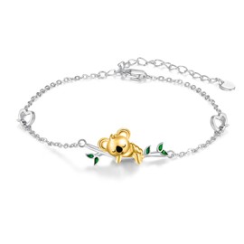 PARYFO Koala Bracelet for Women 925 Sterling Silver Charm Adjustable Animal Bracelets Cute Koala Jewelry Gifts for Women Wife Mother Daughter Animal Lovers (Gold Koala Plated)