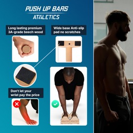 DC ATHLETICS® -Parallettes – Wooden Push Up Bars for Calisthenics, Handstand, Planche & Floor Exercises – Sturdy Basebar with Anti-Slip Pads