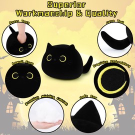 Black Cat Plush Pillow Kawaii Plush Kitten Soft Toy, Comfortable Stuffed Animal Hugging Pillow Cute Stuffed Cat Doll Pillow Plush Black Cat Cushion, Cuddly Toy for Kids Birthday Christmas