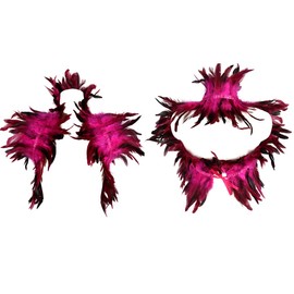 BBOHSS Women's Feathers Harness Shawl Epaulets Women's Day Wings Carnival Gothic Dance Costume Accessories (Rose Red)
