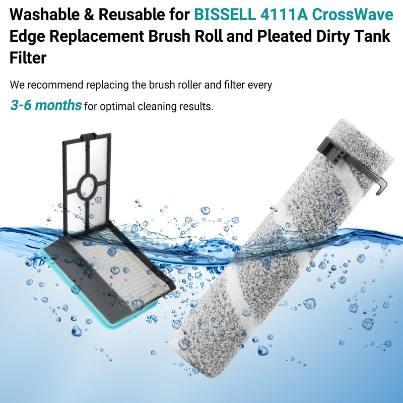 RONGJU 4111A Replacement Brushes and Filters for Bissell CrossWave Edge,