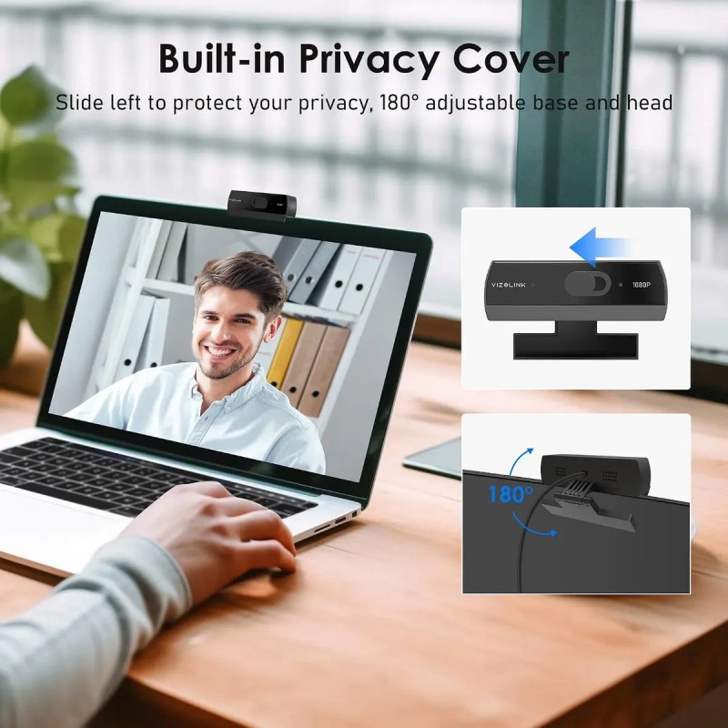Cámara Web Vizolink 1080p Con Funda De Privacidad Para Micró