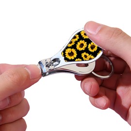 Muemigai Nail Clippers with Key Chain Cute Stainless Steel Nail Cutter with File Professional Toenail Clipper for Men Multifunction Toenail Clipper 2 Pack Nique Cutter for Adult(Sunflower)