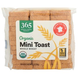 365 by Whole Foods Market, Organic Whole Wheat Mini Toast, Vegan, 2.8 Ounce