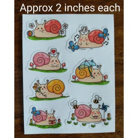 Unbranded Set of 7 Snail Stickers Vinyl Decals Small 2 inches Slime Puppies Summer Kids