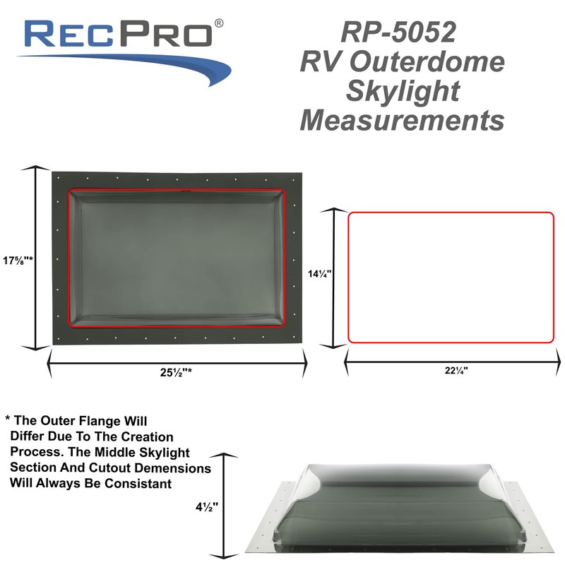 RecPro RV Skylight Outer Dome | 14" x 22" Universal