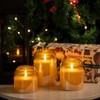 volnyus Gold Glass Flameless Candles with Remote Battery Operated Flickering