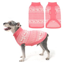 SCENEREAL Dog Sweater for Small Size Dog Girls Boys, Turtleneck Pullover Winter Dog Clothes, Christmas Dog Outfits, Pet Sweatshirt Apparel Knitwear,Dachshund, Yorkie, Chihuahua S Pink-Reindeer