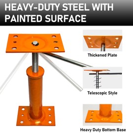 House Jacks for Leveling, 11"-17" Adjustable Jack Post Basement Floor Jack, Screw Floor Jack Steel Telescoping Jacks, Heavy Duty House Foundation Jacks for Leveling Crawlspace Permanent
