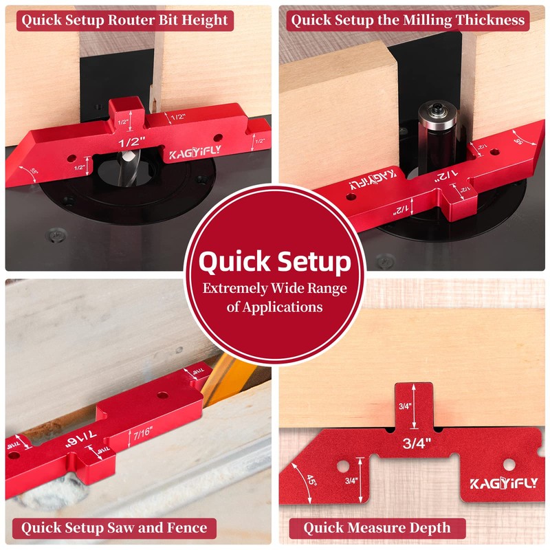 KAGYIFLY Setup Blocks Woodworking, 14pcs Aluminum Setup Blocks Height Gauge