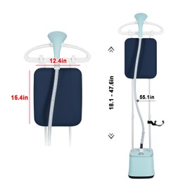 Cobuy Standing Garment Steamer, 2000W Powerful Steamer for Clothes, 10 Steam Levels, 2.7L Water Tank for 90 Mins Continuous Steaming, Home Commercial Use (Blue)