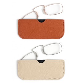 DXYXYO Armless Reading Glasses for Women Men, 2 Pack Mini Thin Legless Nose Clip Readers Compact with Small Portable Case, 2.0 Gold and Silver