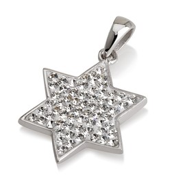 Star of David Pendant With White Gemstone & 925 Sterling Silver Necklace