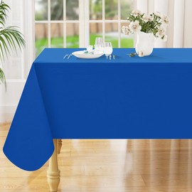 smiry Rectangle Table Cloth 60x102 Inch, Waterproof Vinyl Tablecloth with Flannel Backing, SpillProof Wipeable Plastic Table Cover for Dining, Picnic, Indoor and Outdoor, Blue