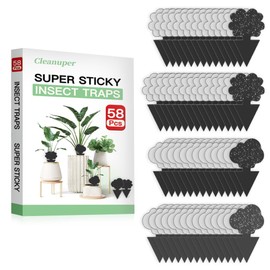58 Pack Flying Insect Traps for Plants – Black Sticky Traps for Fungus Gnats, Flies & Flying Bugs, Indoor Outdoor Flying Bug Catcher for Pots, Garden & Kitchen, Non-Toxic, Odorless, Kid & Pet Safe