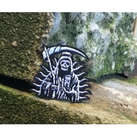 SEW-ON EMBROIDERED PATCH  grim reaper skull hat shirt vest Santa Muerte calavera