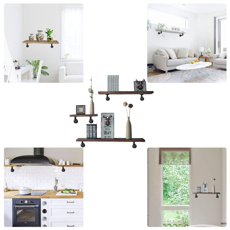 Pipe Shelf Brackets Set of 6 EQUASON Industrial Iron Shelf