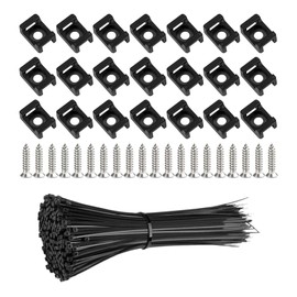Pack of 100 Screw Cable Ties Holder, Cable Fastening, Cable Clamps for Screwing for Cable Ties, Nylon Saddle Mount Holder with Screws for Cable Attachment