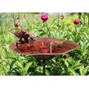 Oakestry Antiqued birdbath with Birds and Stake Modern Bird Friendly