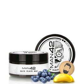 MAN42 Hair Black Wax, Strong Men's Hair Gel, Formula for Covering Grey Hair, 100 ml