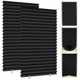 Temporary Blackout Blinds, 2 Pack 59 × 23.6 Inch No Drill Stick on Blinds Curtains Temporary Blinds for Windows with 4 Clips for Bedroom Kitchen Bathroom Windows