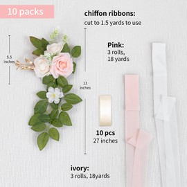 DreamBuilt 10 Wedding Aisle Decorations for Wedding Ceremony Pink Wedding Chair Decorations Flowers for Wedding Aisle Decor Church Pew Decorations
