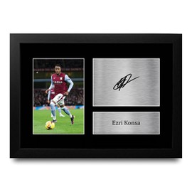 HWC Trading Ezri Konsa Aston Villa Gifts Printed Signed Autograph Picture for Football Fans and Supporters - A4 Framed