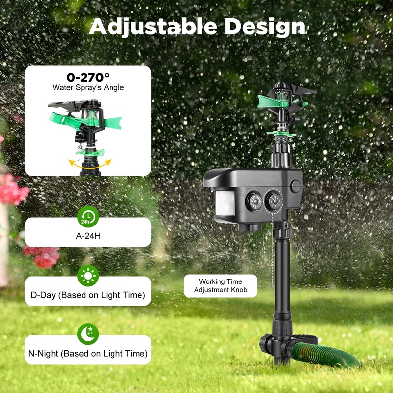 Solar Sprinkler, 1000ft² Range Solar Motion Activated Water Spray for