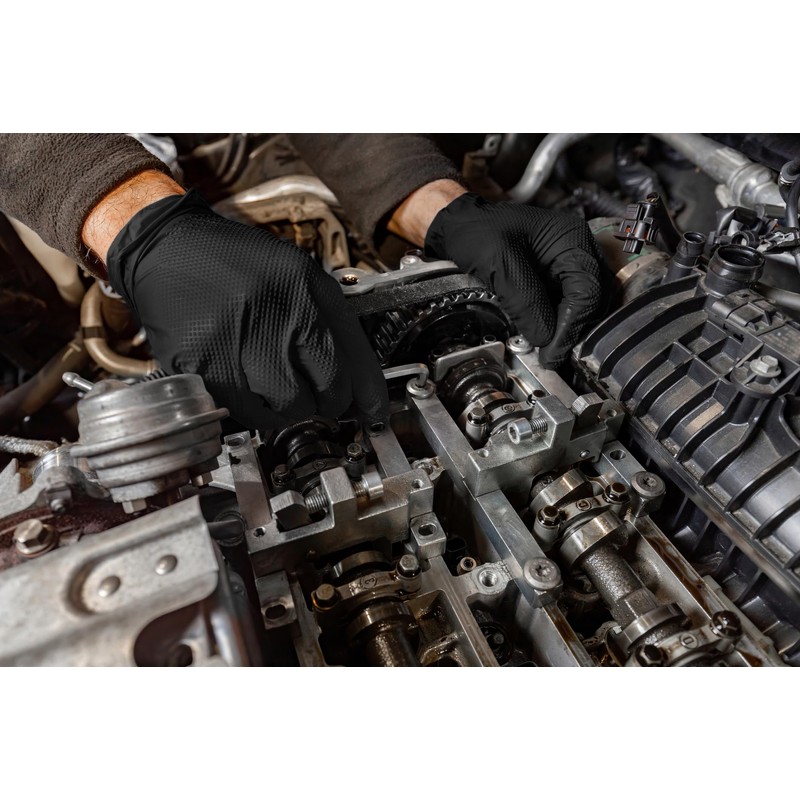 Showa Gloves 709B Nitrile Gloves, Thick, Black, Mechanics Gear, Pack