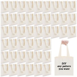 Amylove 100 Pcs Mini Tote Bag Sublimation Blank Canvas Tote Bags Reusable Grocery Luggage DIY Sack Goody for Party Even (8.5 x 8 Inch,Natural Color)