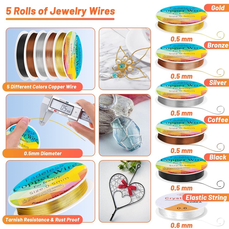 Audab Jewelry Wire Wrapping Jewelry Making Supplies Kit, Ring Sizer