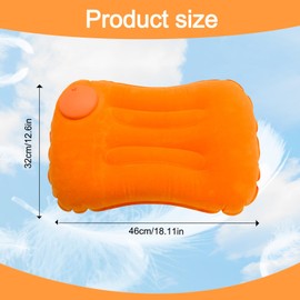 Mudoulu Inflatable Cushion, Waterproof Self-Inflating Camping Pillow, Sandy Beach Pillow, Ultralight Compressible Travel Pillow for Camping and Travel, Orange