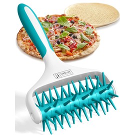 Orblue Pizza Dough Docker, Pastry Roller with Spikes, Pizza Docking Tool for Home & Commercial Kitchen - Pizza Making Accessories That Prevent Dough from Blistering, Aqua