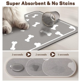 MSRIBYIQ Pet Feeding Mat - Absorbent Dog Mat for Food & Water - Easy Clean, Quick Dry - Puppy Supplies - Dog Accessories