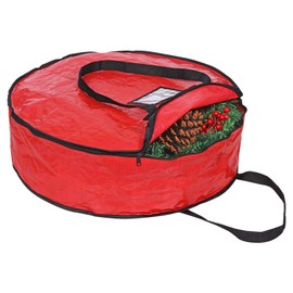 ProPik Christmas Wreath Storage Bag 36" - Garland Holiday Container with Tear Resistant Material - Featuring Heavy Duty Handles and Transparent Card Slot - 36” X 8” (Red)