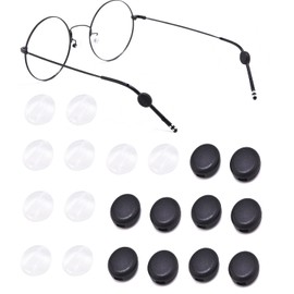 OPUGIT Silicone Eyeglasses Temple Grips Retainer, Mini Round Eyewear Retainer, Anti-Slip Glasses Retainers, Frame Grips for Spectacle, Sunglasses, Glasses, Eyewear, 10 Pairs,Black/Clear
