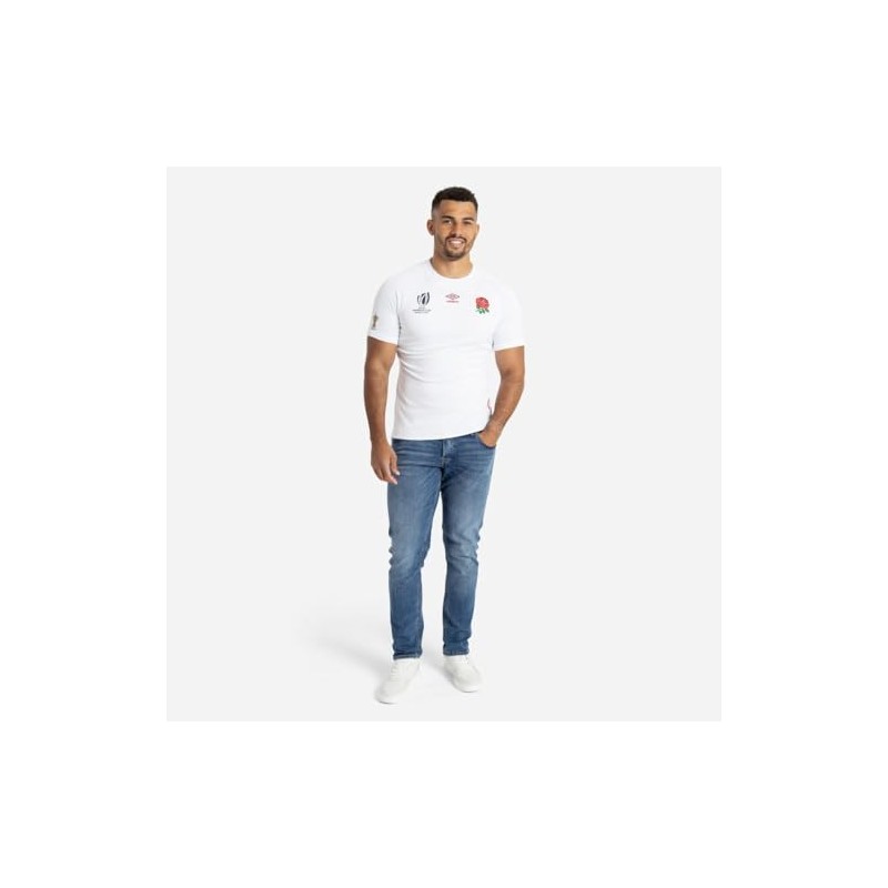 Umbro Mens England RWC2023 Rugby Home Shirt Adults Top White