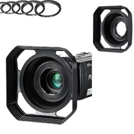 Square Video Lens Hood Shade with Adapter Ring 37mm 58mm 62mm 67mm 72mm Size for Camcorder and Cameras