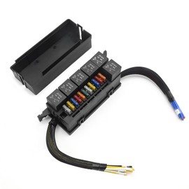 Vkinman 12V Relay Box, Waterproof Prewired Fuse Relay Box with 4-Pin 40A Relays and 11 Way ATC/ATO Blade Fuses, 12V Fuse Block with Relay Kits for Automotive Marine Ships