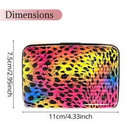 Lizzy Aluminium Credit Card Holder Security Wallet Business Case Protector Travel (Rainbow Leopard)